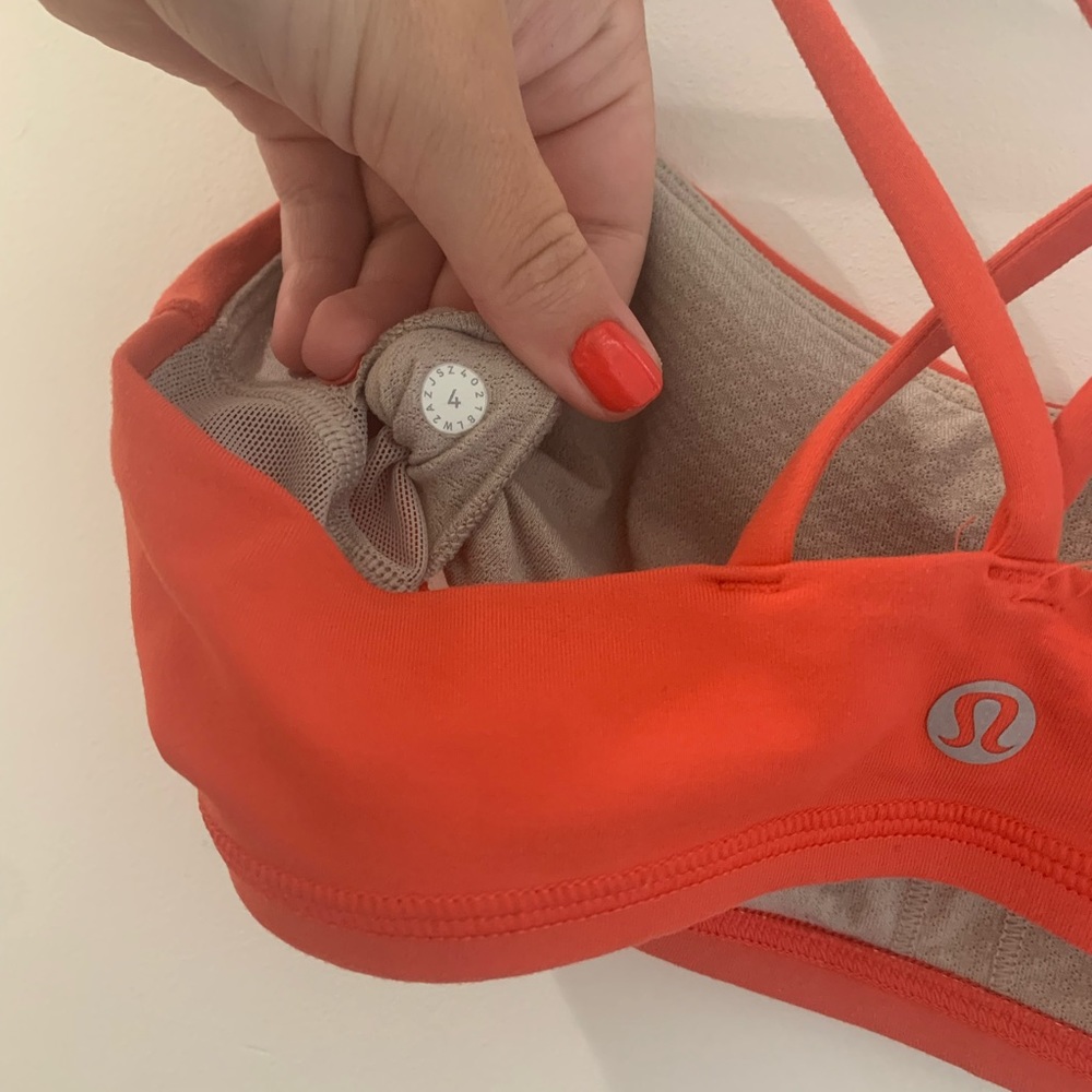 Orange Lulu sports bra size 4
